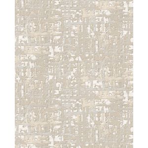 Textiel look behang Profhome DE120091-DI vliesbehang hardvinyl warmdruk in reliëf gestempeld in textiel look glanzend crème wit licht ivoorkleurig 5,33 m2
