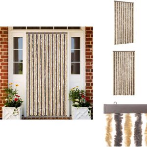 vidaXL Vliegengordijn - Vliegengordijnen - Vliegengordijn Deur - Deurgordijn - Vliegengordijn 90x220 cm chenille donkerbruin en beige