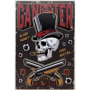 Gangster skull guns team mafia Reclamebord van metaal METALEN-WANDBORD - MUURPLAAT - VINTAGE - RETRO - HORECA- BORD-WANDDECORATIE -TEKSTBORD - DECORATIEBORD - RECLAMEPLAAT - WANDPLAAT - NOSTALGIE -CAFE- BAR -MANCAVE- KROEG- MAN CAVE