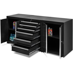 Datona® Werkplaatskasten set PRO XL - Zwart - Zwart