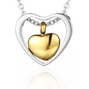 Dutch Duvall | Ashanger RVS zilver & goud kleurig hart| inclusief ketting en vulsetje| Hartvorm as voor urn / assieraad|