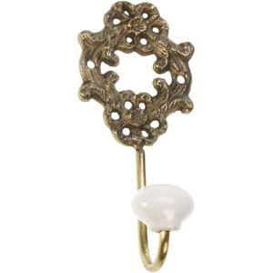 Haak met pors. knop, goudkleurig 6x4,3x14cm