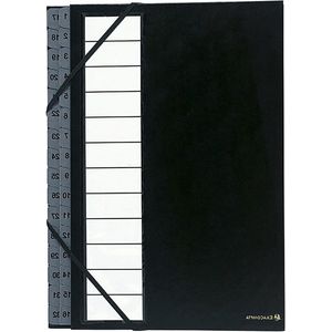 Sorteermap Ordonator met elastosluiting - harde kartonnen omslag - bedrukte plastic tabs - 32 vakken - afmeting 235x335 cm - voor A4 - zwart