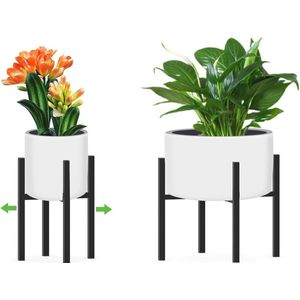 Verstelbare Plantenstandaard - Zwart, Metalen Bloemenstandaard voor Binnen en Buiten - Geschikt voor Potten van 9"" tot 14