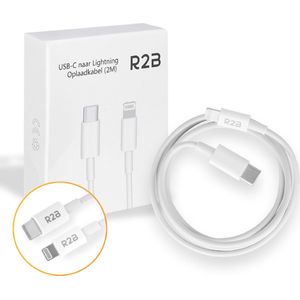 R2B® USB-C naar Lightning Kabel - 2 Meter - Extra stevige USB-C kabels - Oplader geschikt voor Apple, iPhone, Airpods, iPads