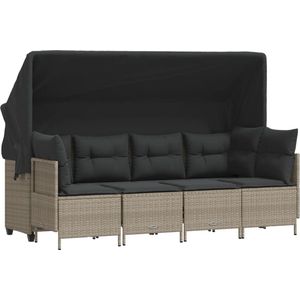 vidaXL Loungeset - 5-delig - Poly Rattan - Lichtgrijs