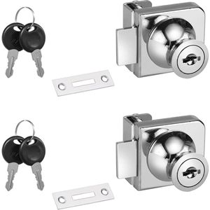 Zinklegering Geen boor glazen deurslot Zinklegering Sieradenkast Glazen slot Enkele deur Glazen deurslot 2 sleutels voor 5 - 8mm/0,21-0,31 inch glazen deur, enkele deur glazen deurslot (zilver 2 st)Stijl C