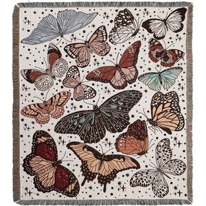 Geweven kleed met vlinders - deken met dessin - jacquard - vlinder - wandkleed met print - STUDIO Ivana
