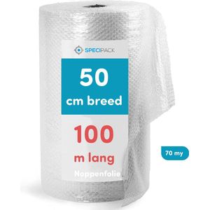 Specipack® Noppenfolie - Ideaal om breekbare spullen te verpakken - Luchtkussenfolie - Effectief voor verpakkingsmaterialen - Verpakkingsfolie - 50 cm x 100 m x 70 MY