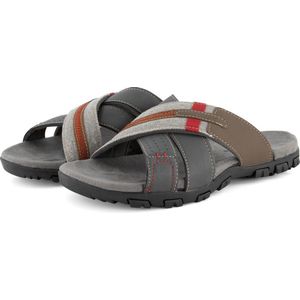 Travelin Solsvik Slipper - Leren Outdoor- Sport- en WandelSandalen met Profielzool - Grijs