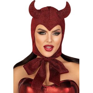 Leg Avenue - Duivel Kostuum - Rode Luxe Duivel Kap Hellgirl - Rood - One Size - Halloween - Verkleedkleding