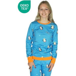 Happy Pyjama's | Pinguïn Dames Pyjama collectie 2025 – Diepblauw – Duurzaam Katoen – Maat L (S-XXL)