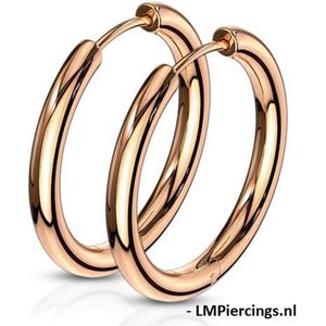 Oorbellen hanger ring 10 mm rose goud