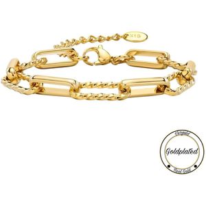 Borasi Schakel Armband Goudkleurig | Goldplated | Ovale Schakels | 21cm | Dames Sieraden | Armbanden |