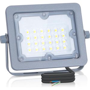 Buitenlamp grijs | LED bouwlamp 20W=180W schijnwerper | daglichtwit 6500K - 90° lichthoek | waterdicht IP65