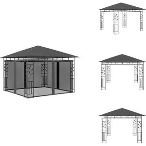 vidaXL Tuinhuisje - Tuinhuisjes - Luifel - Luifels - Prieel met klamboe 180 g/m² 3x3x2,73 m antraciet