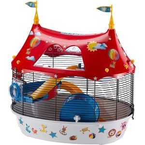 Drie verdiepingen kooi voor hamsters en muizen - stevig plastic metaal inclusief accessoires 49.5 x 34 x 42.5cm meerkleurig