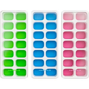 Minismus Siliconen IJsblokjesvorm met deksel - 3 Stuks IJsblokjesvormen - BPA Vrij - Herbruikbaar - IJsblokjes zijn makkelijk uit te drukken