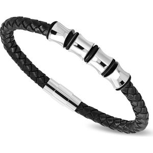Montebello Armband Dave - 316L Staal - Leer - 12mm - 22cm