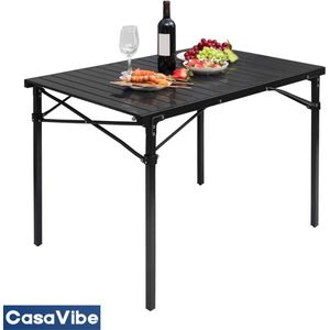 CasaVibe Vouwtafel - Inklapbare tafel - Opvouwbare Tuintafel - Klaptafel - Campingtafel - Tafel buiten - Zwart