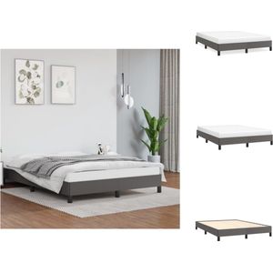 vidaXL Bedframe - Kunstleren - Grijs - 193 x 143 x 25 cm - Poten - Multiplex Lattenbodem - Bed