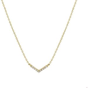 The Fashion Jewelry Collection Ketting V Zirkonia 0,8 mm 40 - 44 cm - Geelgoud