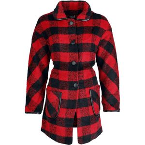 Hell Bunny Manhattan Coat Lange jassen zwart-rood XXL Polyester Dames - Rock wear