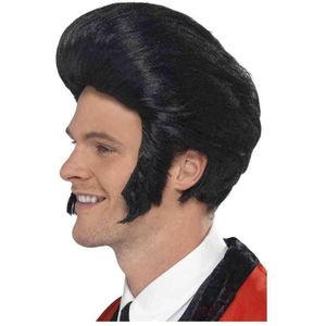 Smiffys - 50s Quiff King Pruik - Zwart