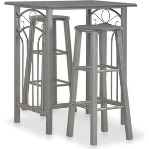 vidaXL - 3-delige - Barset - hout - en - staal - antraciet