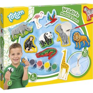 Totum dieren gips gieten en schilderset wildlife knutselset model & paint gips gieten 10 figuren inclusief gips en verf junior cadeau