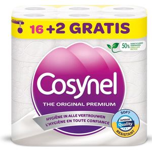 Cosynel Toiletpapier Blauw Decor 16+2rl Gratis