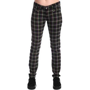 Banned - Forever Yours Tartan Broek rechte pijpen - S - Zwart/Groen