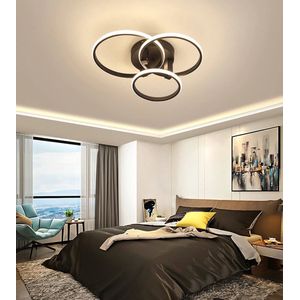 3 Ringen Plafondlamp - Zwart - Afstandsbediening - Dimbaar Met App - Smart Lamp - Woonkamerlamp - Moderne lamp - Plafoniere