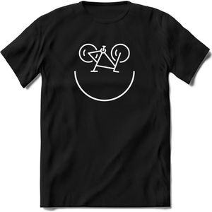 Fiets smiley T-Shirt Heren / Dames - Perfect wielren Cadeau Shirt - grappige Spreuken, Zinnen en Teksten. Maat L