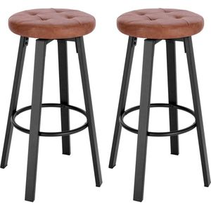 Barkruk Matan - Bruin - Met rugleuning - Barstoelen ergonomisch - Zithoogte 60-82cm - Set van 2 - Keuken en bar