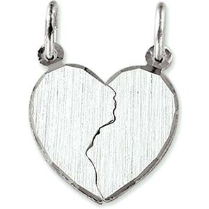 Vriendschapshartje® Breekhartje zilver mat gediamanteerd - hart hanger - gepersonaliseerd breekhart - inclusief graveren