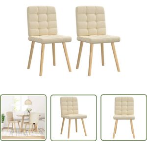 The Living Store Eetkamerstoelen 2 st stof crèmekleurig - Eettafelstoel - Eetkamerstoel - Krukken - Comfortabele Stoel - Moderne Stoel