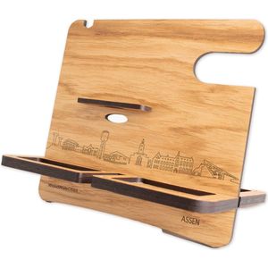 Skyline Desk Organizer Assen - Eiken - Bureau Organizer - Telefoonhouder - Tablethouder - Smartwatch Houder - Sorteren spullen - WoodWideCities