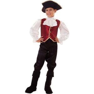 Piraten kostuum / verkleedkleding rood / zwart voor jongens / vierdelige verkleed set voor piraatjes 128/140