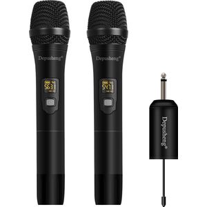 2 microfoon W2 UHF draadloos microfoonsysteem Handheld LED-microfoon UHF-luidspreker met draagbare ontvanger