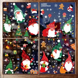 Kerst Raamstickers Dubbelzijdige Kerst Raamdecoraties Stickers Sets Sneeuwvlok Kerstman Xmas Venster klampt Verwijderbare Muursticker Muurschildering voor Home Shop Party Decoraties Display (C)
