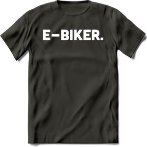 E-bike Fiets T-Shirt | Wielrennen | Mountainbike | MTB | Kleding - Donker Grijs - 3XL