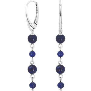 ARLIZI 2328 Oorbellen lapis lazuli kralen oorhangers - sterling zilver - 5,5 cm