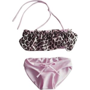 Maat 122 Bikini roze met tijgerprint Baby en kind zwemkleding roze