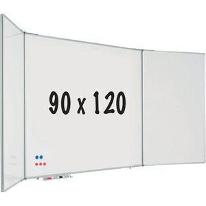 Vijfzijdig whiteboard RC10 profiel - Magnetisch - Geëmailleerd staal - Wit - 120x90cm