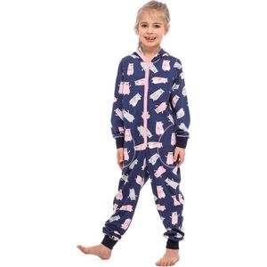 Merry Style Kinder Pyjama - ronde hals - lange mouwen - lange broek met zakken - Katoen - MS-MS10-223-PJ - Marineblau Teddybär - 122-128