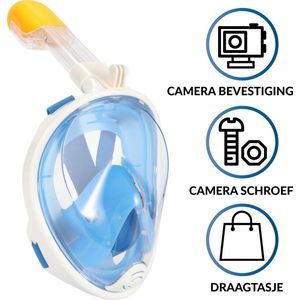 MOKI Duikmasker Kids en Volwassenen - Full face duikbril met snorkel - snorkelset blauw - snorkelmasker - INCLUSIEF waterdichte telefoonhoes