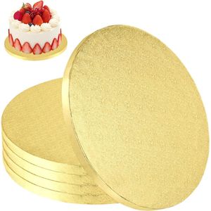 Taartonderlegger 5 stuks 25 cm rond karton - herbruikbare taartborden - goud 25 cm