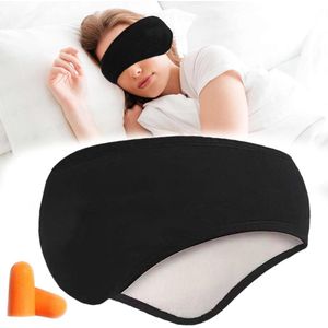 2-in-1 Slaapmasker en Gehoorbescherming - Lichtblokkering - Voor Mannen en Vrouwen - Ideaal voor Reizen en Rustpauzes - Zwart