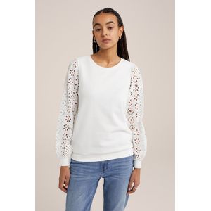 WE Fashion Dames sweater met embroidery anglaise